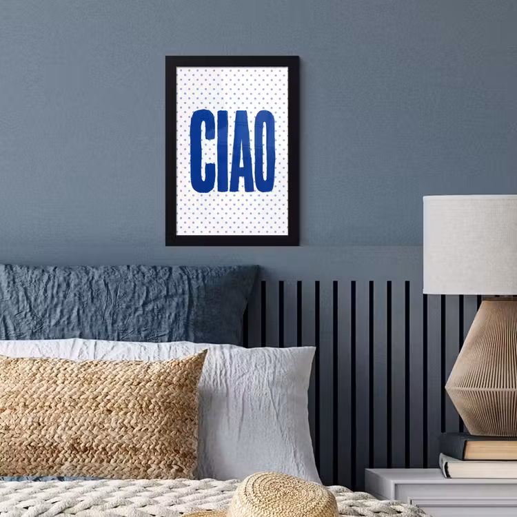 Ciao - Blauw - Stippen fotolijst zwart zonder passe partout klein -sfeer3