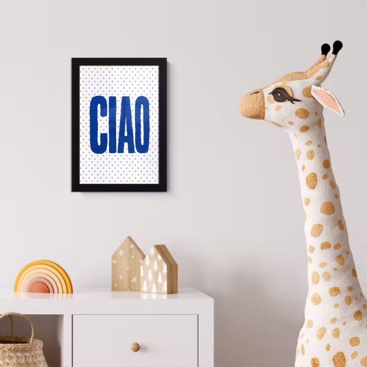 Ciao - Blauw - Stippen fotolijst zwart zonder passe partout klein -usfeer4_kinderkamer