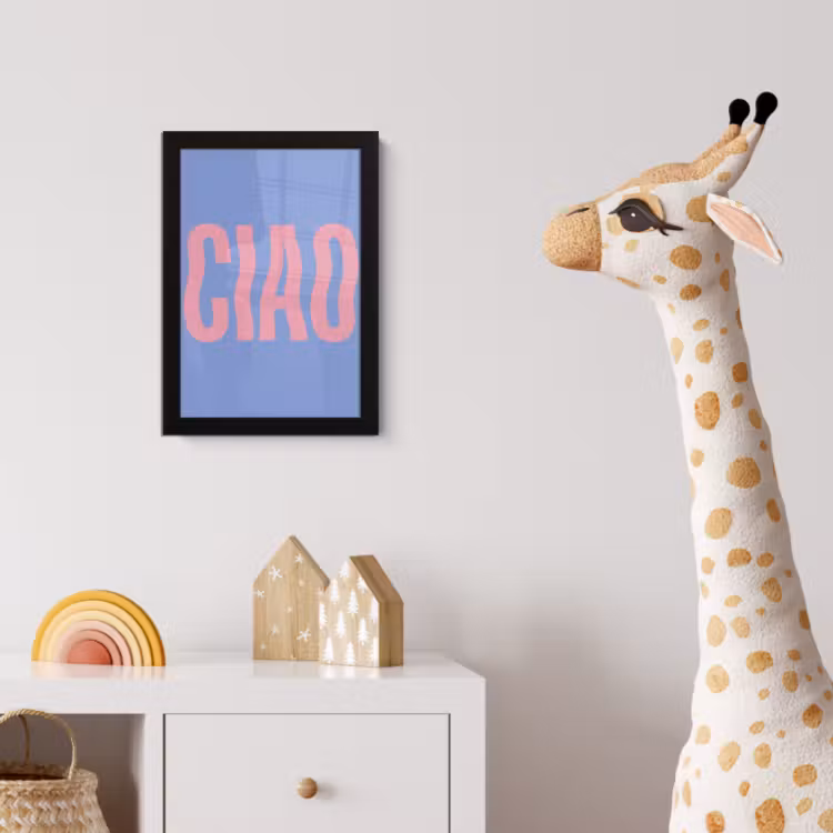 Ciao - Roze - Blauw - Golvend fotolijst zwart zonder passe partout klein -usfeer4_kinderkamer