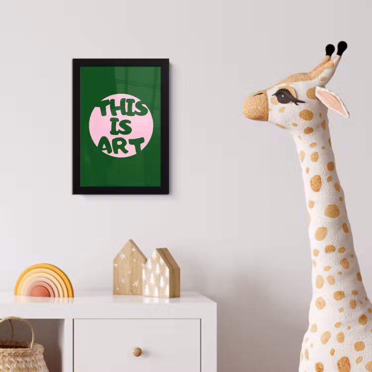 Cirkel - Roze - Tekst - Art fotolijst zwart zonder passe partout klein -usfeer4_kinderkamer