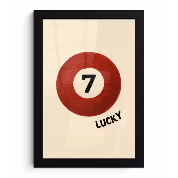 Cirkel - Zeven - Lucky - Rood fotolijst zwart zonder passe partout klein -3d