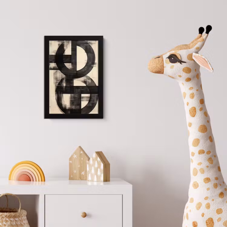 Cirkels - Balken - Zwart - Abstract fotolijst zwart zonder passe partout klein -usfeer4_kinderkamer