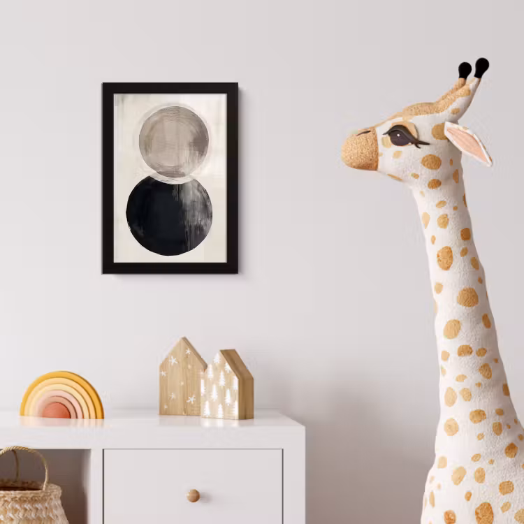 Cirkels - Vorm - Beige - Abstract fotolijst zwart zonder passe partout klein -usfeer4_kinderkamer