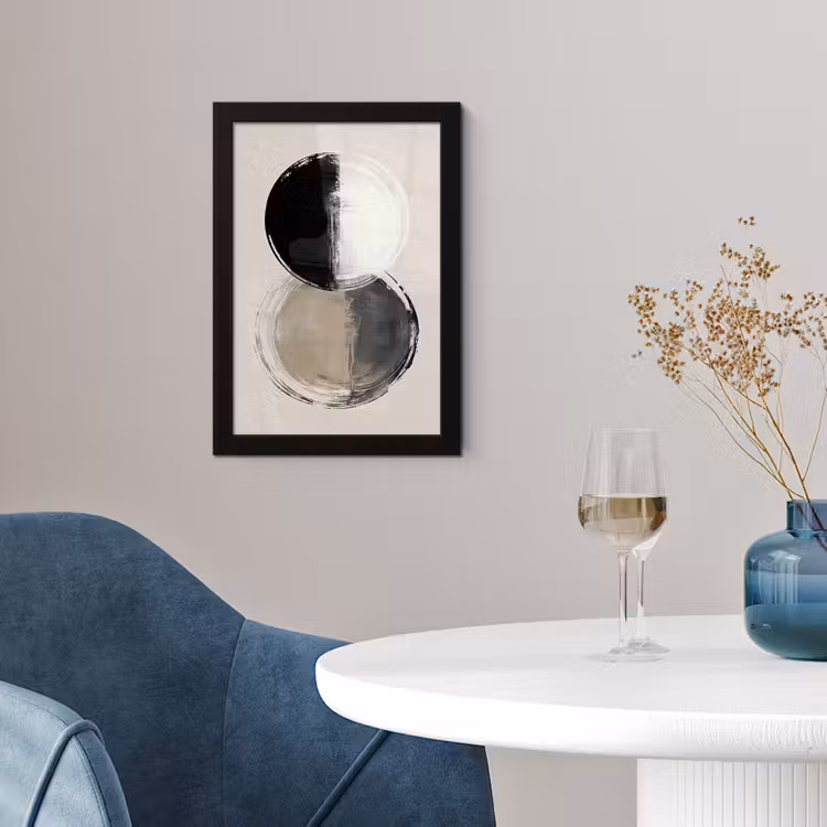 Cirkels - Strepen - Minimalistisch - Zwart fotolijst zwart zonder passe partout klein -sfeer4