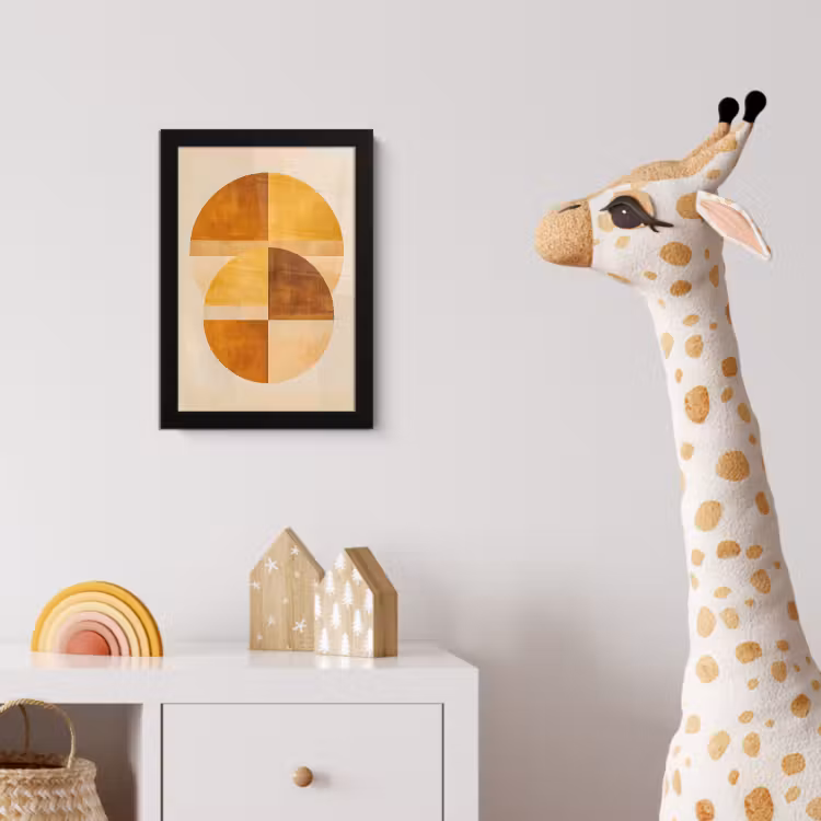 Cirkels - Geel - Minimalistisch fotolijst zwart zonder passe partout klein -usfeer4_kinderkamer