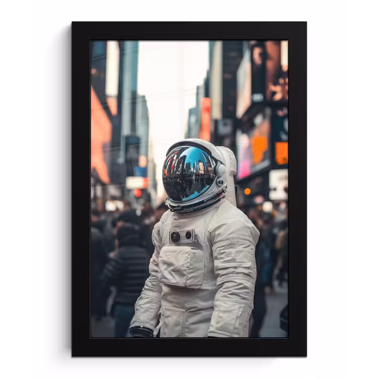 Stad - Mensen - Astronaut - Wit fotolijst zwart zonder passe partout klein -3d
