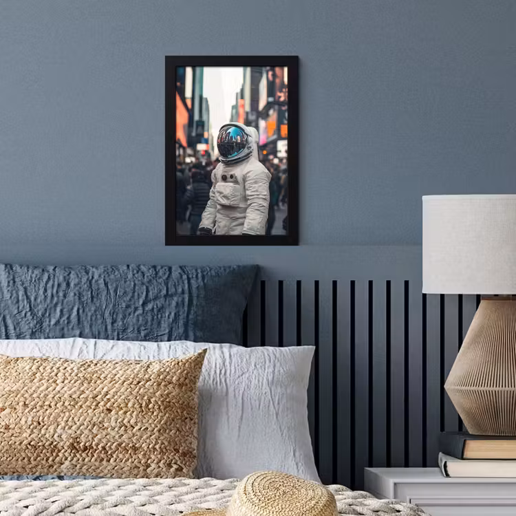 Stad - Mensen - Astronaut - Wit fotolijst zwart zonder passe partout klein -sfeer3