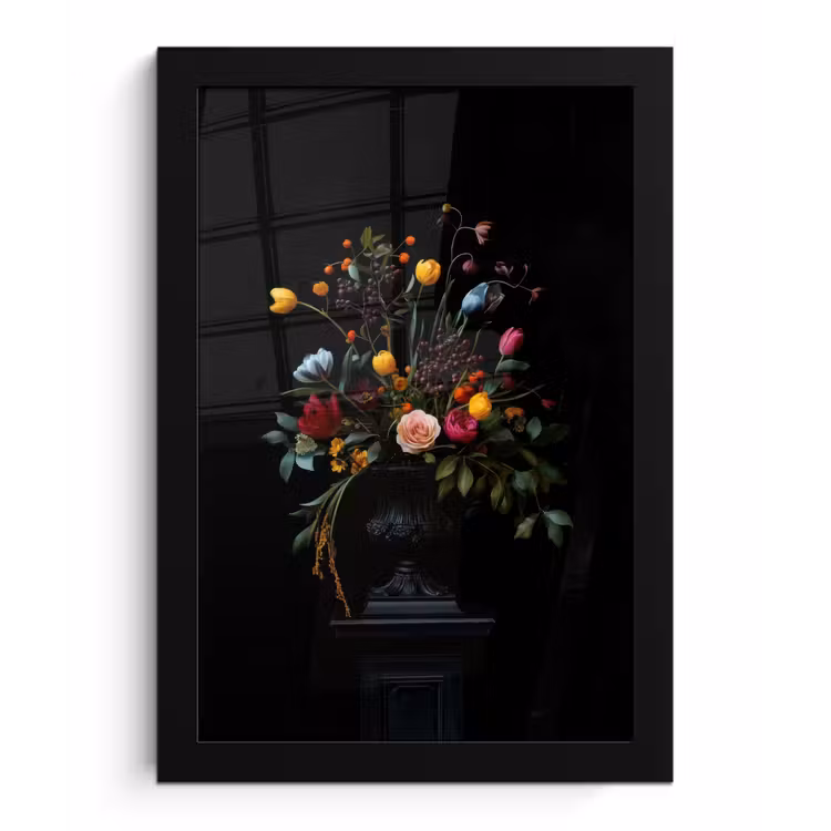 Klassiek - Vaas - Boeket - Bloemen fotolijst zwart zonder passe partout klein -3d