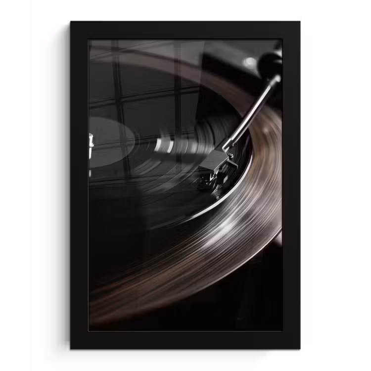 Close-up - Vinylplaat - Platenspeler - Zwart fotolijst zwart zonder passe partout klein -3d