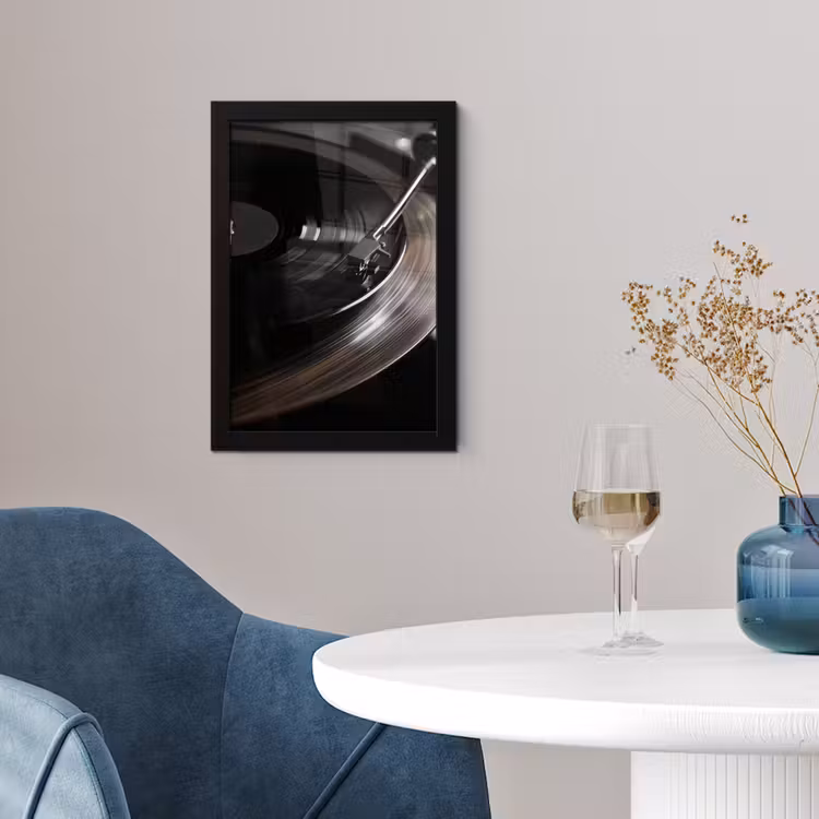 Close-up - Vinylplaat - Platenspeler - Zwart fotolijst zwart zonder passe partout klein -sfeer4
