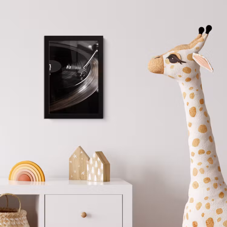 Close-up - Vinylplaat - Platenspeler - Zwart fotolijst zwart zonder passe partout klein -usfeer4_kinderkamer