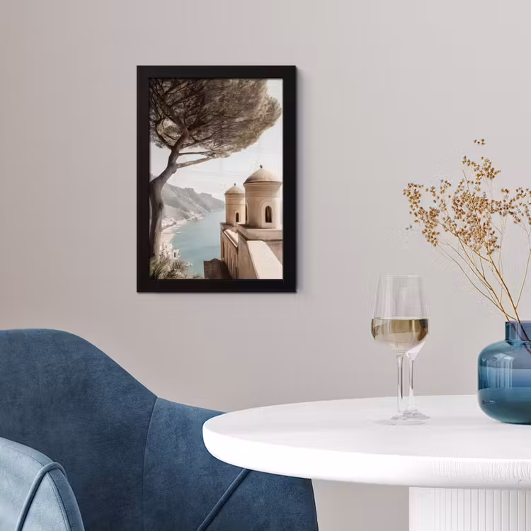 Kust - Klif - Boom - Gebouw fotolijst zwart zonder passe partout klein -sfeer4