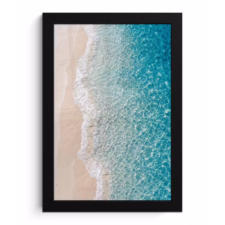 Kust - Zand - Blauw fotolijst zwart zonder passe partout klein -3d