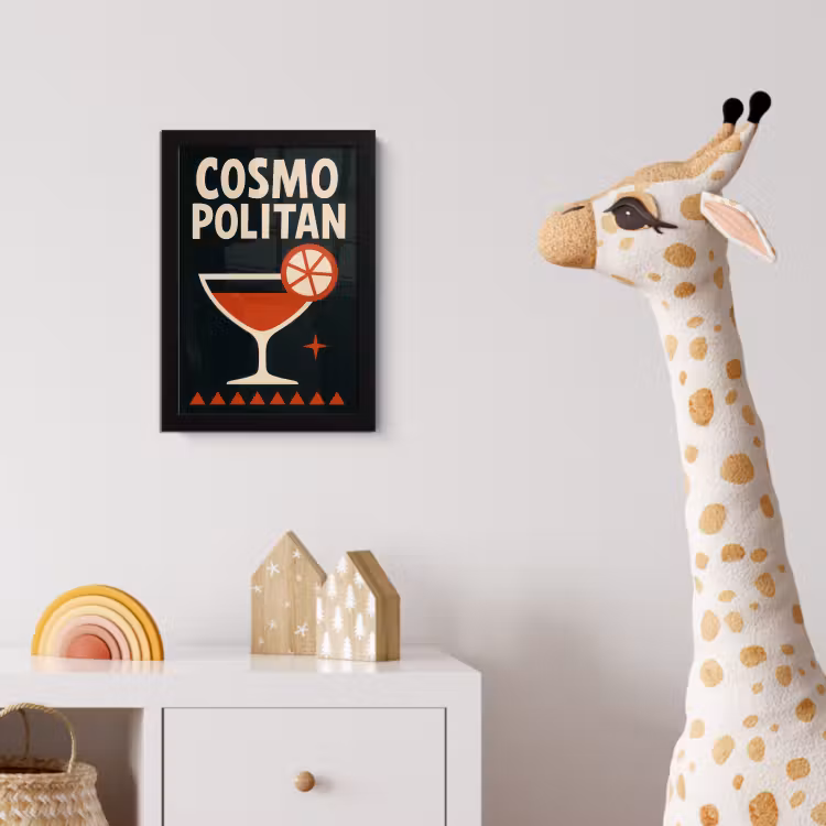 Cocktail - Zwart - Illustratie fotolijst zwart zonder passe partout klein -usfeer4_kinderkamer