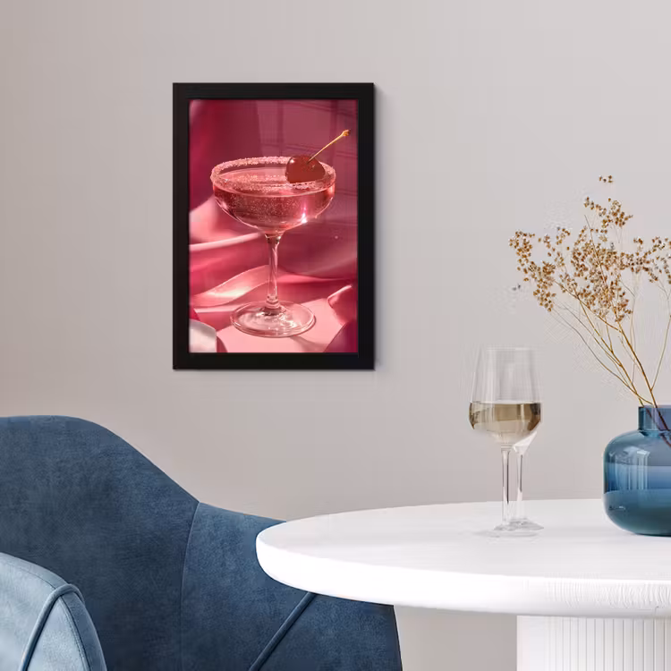 Cocktail - Pink - Luxe fotolijst zwart zonder passe partout klein -sfeer4