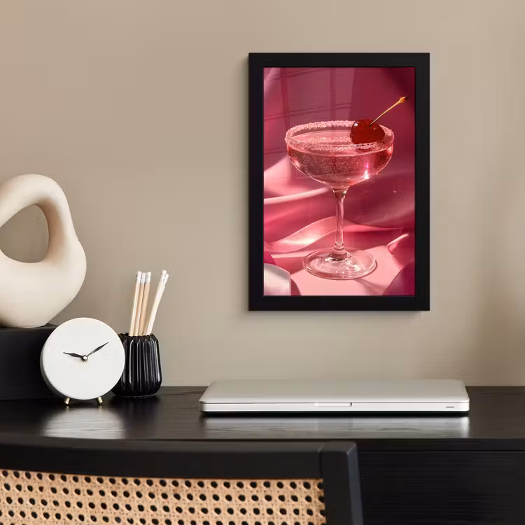 Cocktail - Pink - Luxe fotolijst zwart zonder passe partout klein -sfeer1
