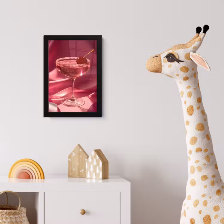Cocktail - Pink - Luxe fotolijst zwart zonder passe partout klein -usfeer4_kinderkamer