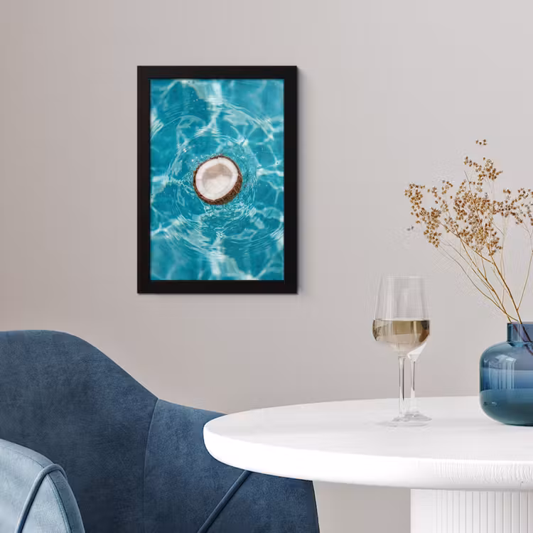 Kokosnoot - Water - Wit fotolijst zwart zonder passe partout klein -sfeer4