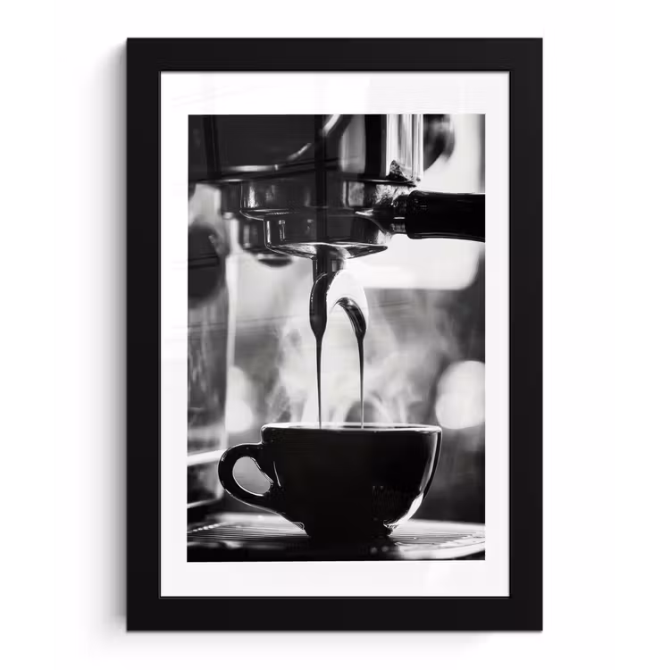 Coffee - Espresso - Koffiemachine - Kop fotolijst zwart zonder passe partout klein -3d