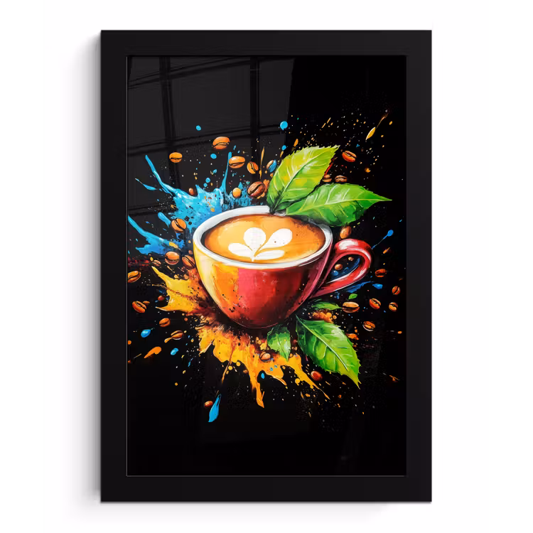 Koffie - Graffiti - Drinken - Abstract fotolijst zwart zonder passe partout klein -3d
