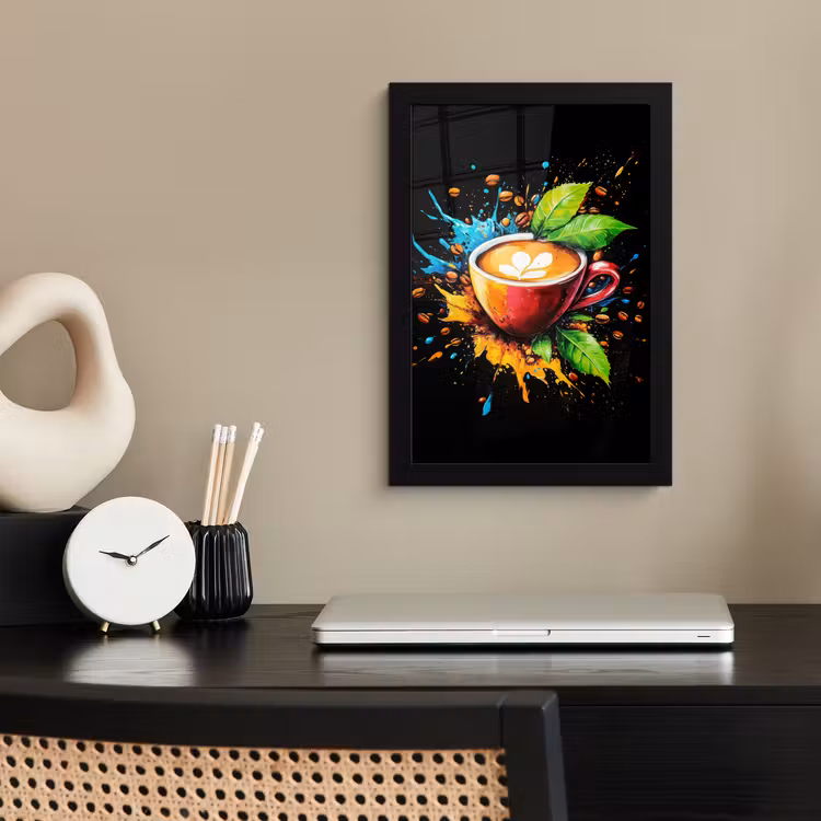 Koffie - Graffiti - Drinken - Abstract fotolijst zwart zonder passe partout klein -sfeer1