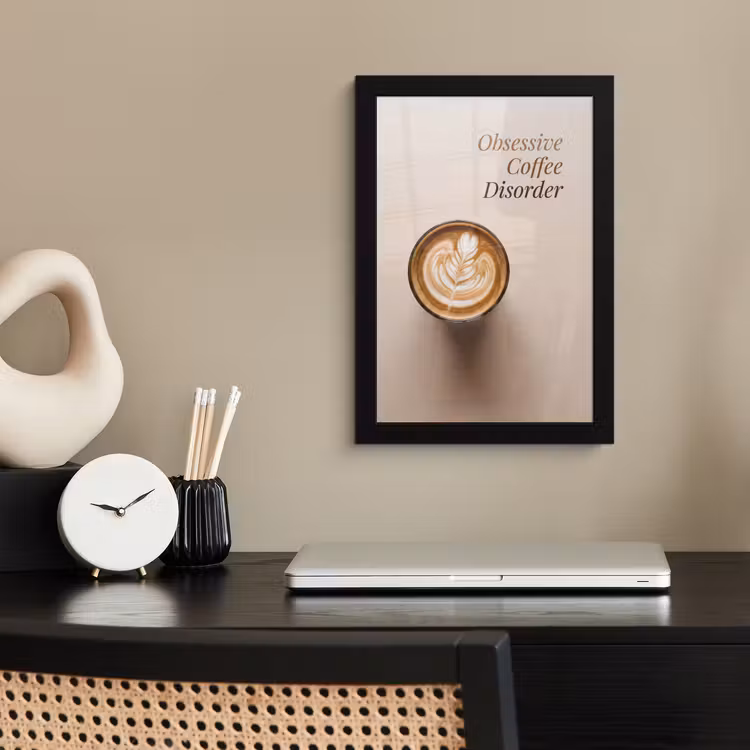 Koffie - Obessive Coffee Disorder - Beige fotolijst zwart zonder passe partout klein -sfeer1