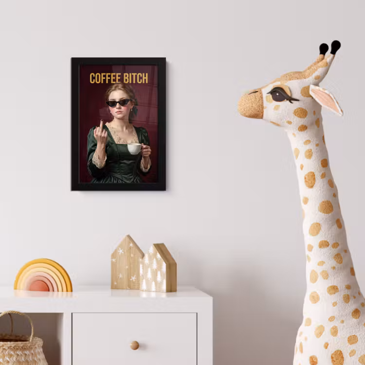 Koffie - Vrouw - Middelvinger fotolijst zwart zonder passe partout klein -usfeer4_kinderkamer