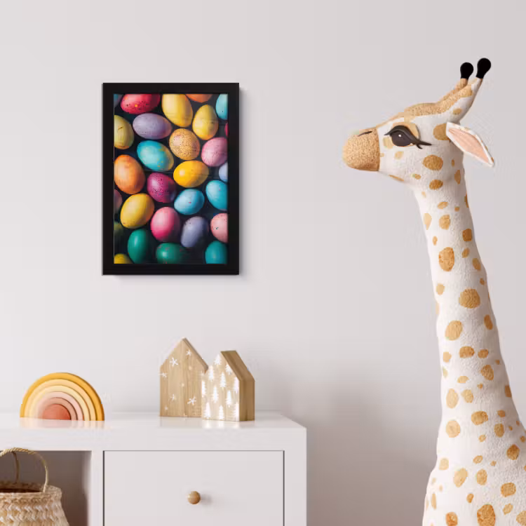 Kleurrijk - Paaseitjes - Spetters fotolijst zwart zonder passe partout klein -usfeer4_kinderkamer