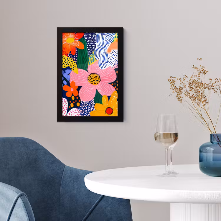Kleurrijk - Bloemen - Abstract - Stippen fotolijst zwart zonder passe partout klein -sfeer4
