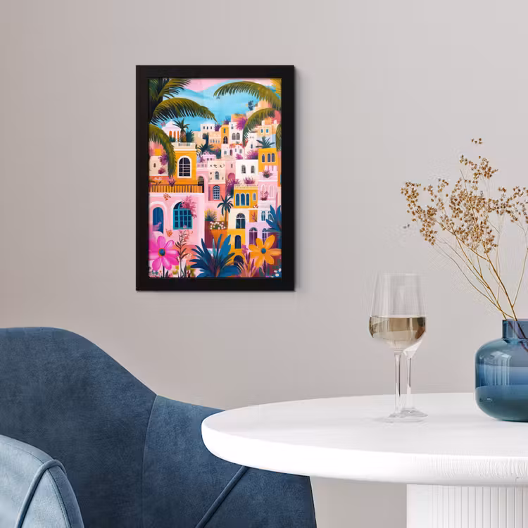Kleurrijk - Roze - Oranje - Geel - Bloemen fotolijst zwart zonder passe partout klein -sfeer4