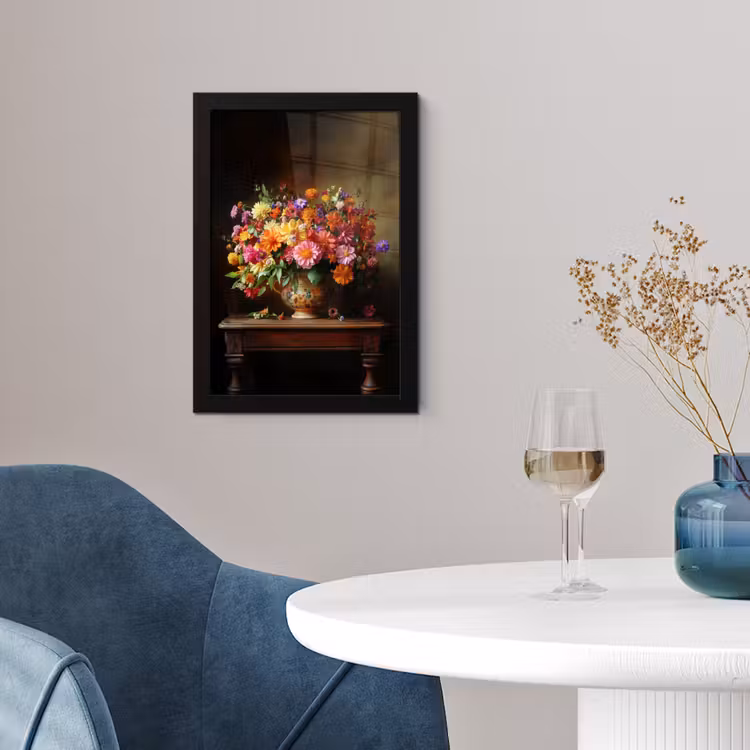 Kleuren - Boeket - Vaas - Hout fotolijst zwart zonder passe partout klein -sfeer4