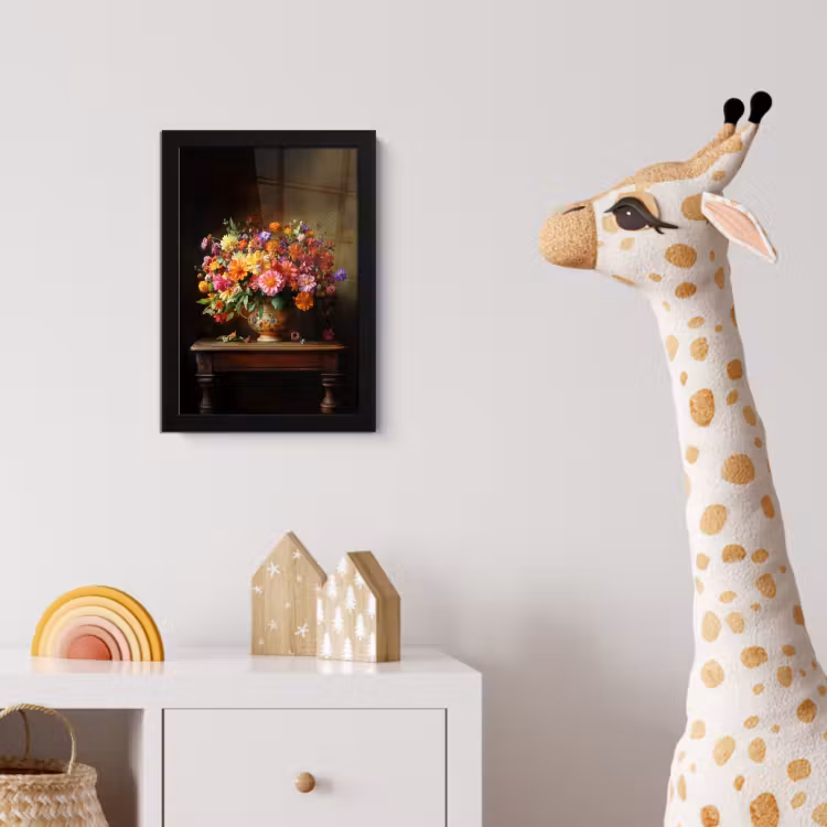 Kleuren - Boeket - Vaas - Hout fotolijst zwart zonder passe partout klein -usfeer4_kinderkamer