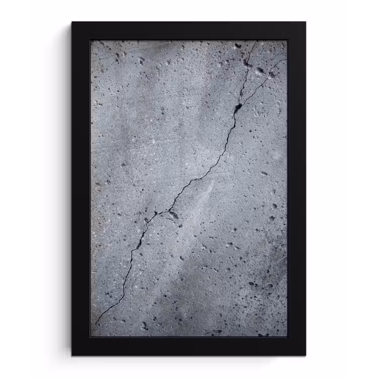 Beton - Grijs - Scheur fotolijst zwart zonder passe partout klein -3d