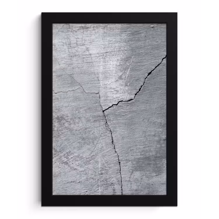 Beton - Grijs - Scheur fotolijst zwart zonder passe partout klein -3d