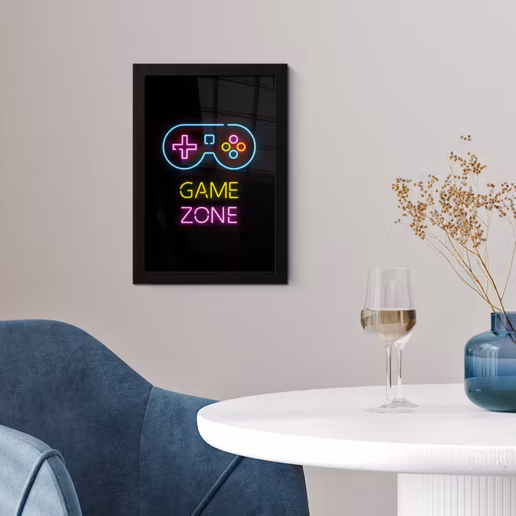 Controller - Game - Neon - Zwart - Quotes - Game zone fotolijst zwart zonder passe partout klein -sfeer4