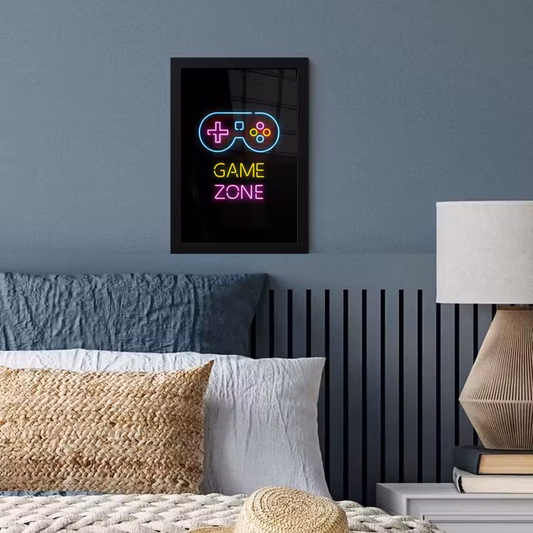 Controller - Game - Neon - Zwart - Quotes - Game zone fotolijst zwart zonder passe partout klein -sfeer3