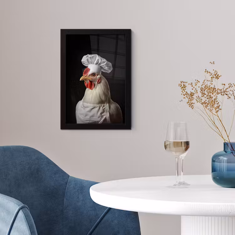 Kok - Rood - Kip fotolijst zwart zonder passe partout klein -sfeer4