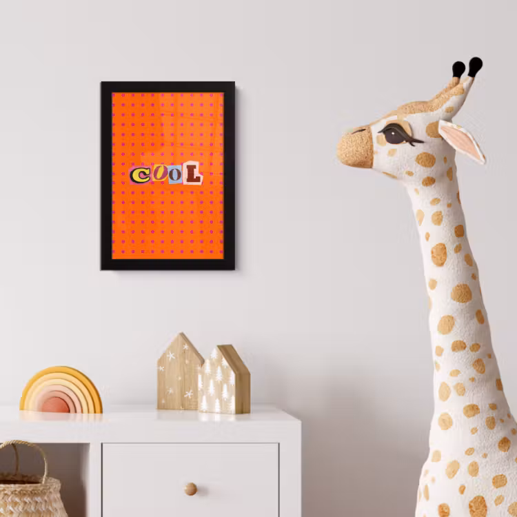 Cool - Stippen - Oranje fotolijst zwart zonder passe partout klein -usfeer4_kinderkamer
