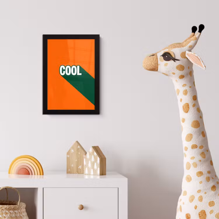 Cool - Oranje - Groen fotolijst zwart zonder passe partout klein -usfeer4_kinderkamer