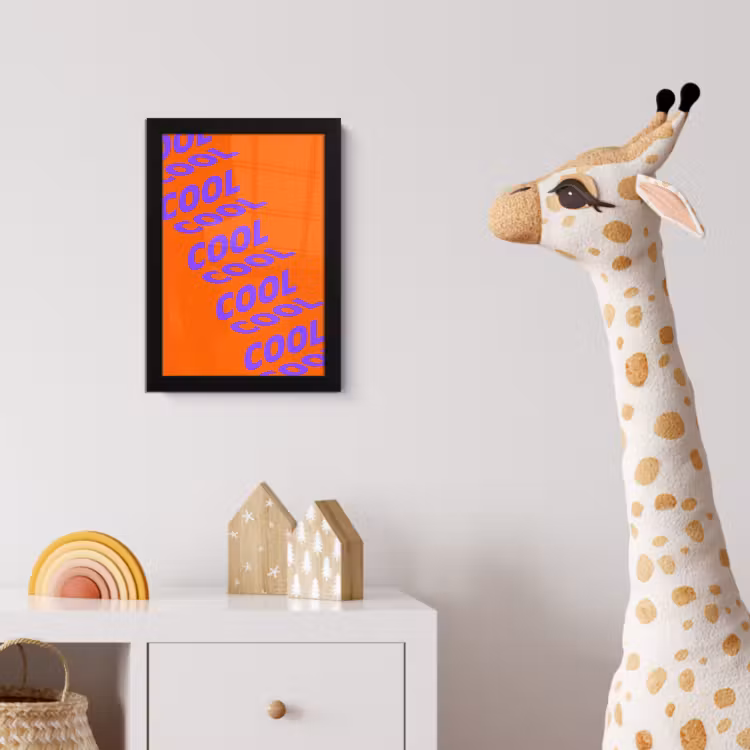 Cool - Paars - Oranje fotolijst zwart zonder passe partout klein -usfeer4_kinderkamer