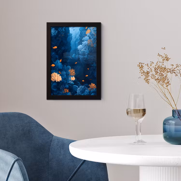 Koraalrif - Vissen - Oceaan - Blauw fotolijst zwart zonder passe partout klein -sfeer4