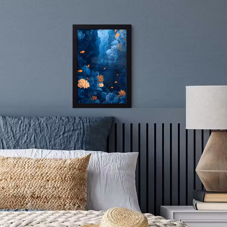 Koraalrif - Vissen - Oceaan - Blauw fotolijst zwart zonder passe partout klein -sfeer3