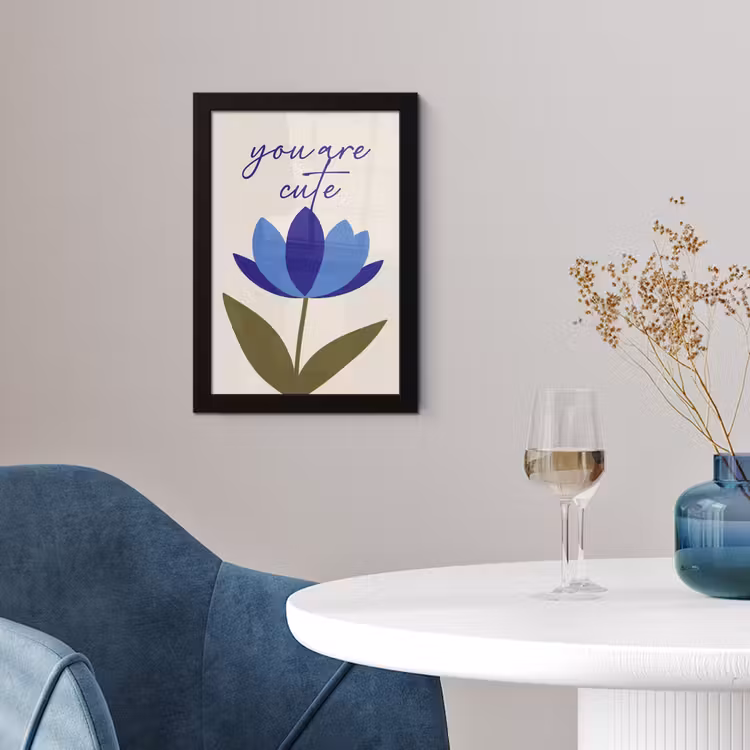 Korenbloem - Valentijn - Bloem - Blauw fotolijst zwart zonder passe partout klein -sfeer4
