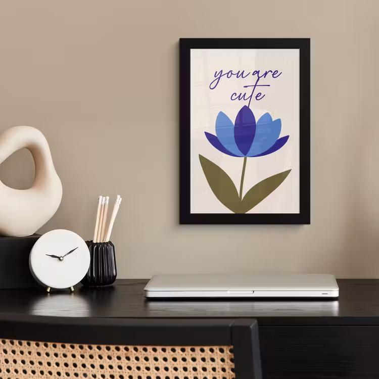 Korenbloem - Valentijn - Bloem - Blauw fotolijst zwart zonder passe partout klein -sfeer1