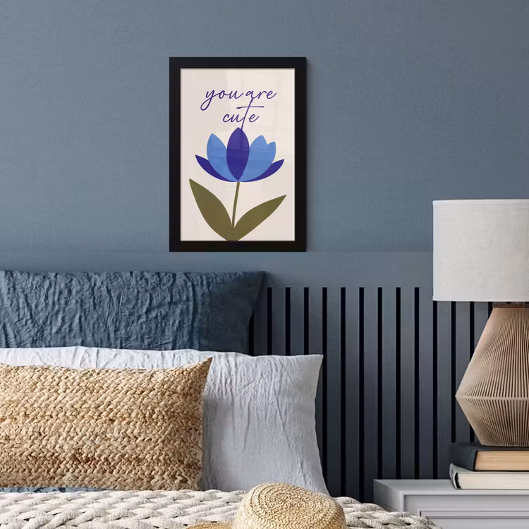 Korenbloem - Valentijn - Bloem - Blauw fotolijst zwart zonder passe partout klein -sfeer3