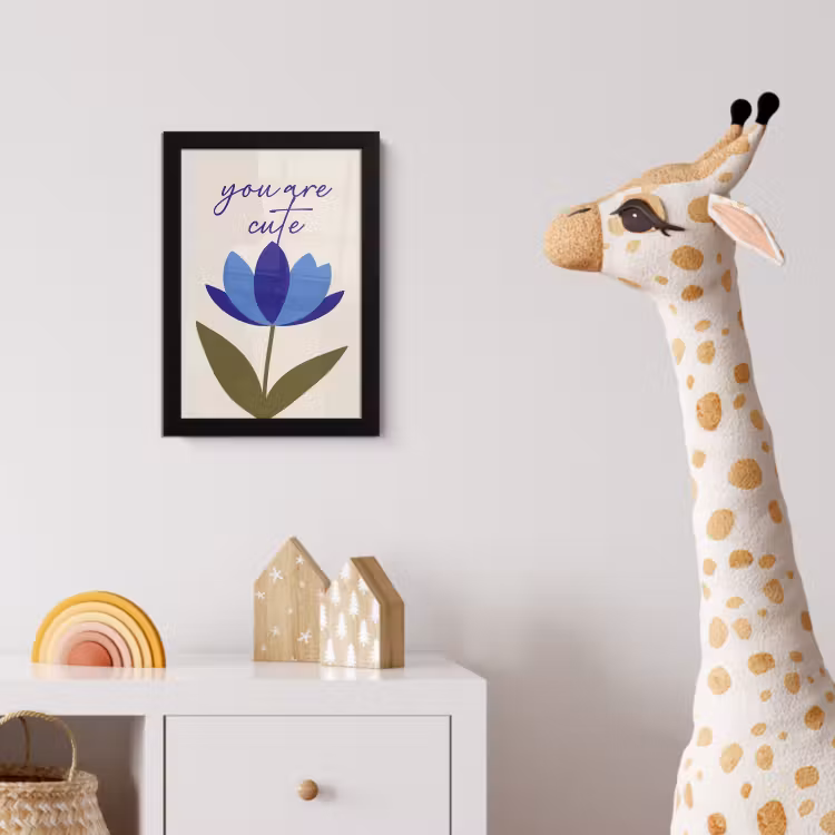 Korenbloem - Valentijn - Bloem - Blauw fotolijst zwart zonder passe partout klein -usfeer4_kinderkamer