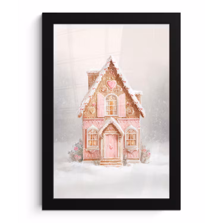 Huisje - Suiker - Pastel fotolijst zwart zonder passe partout klein -3d