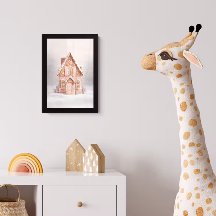 Huisje - Suiker - Pastel fotolijst zwart zonder passe partout klein -usfeer4_kinderkamer