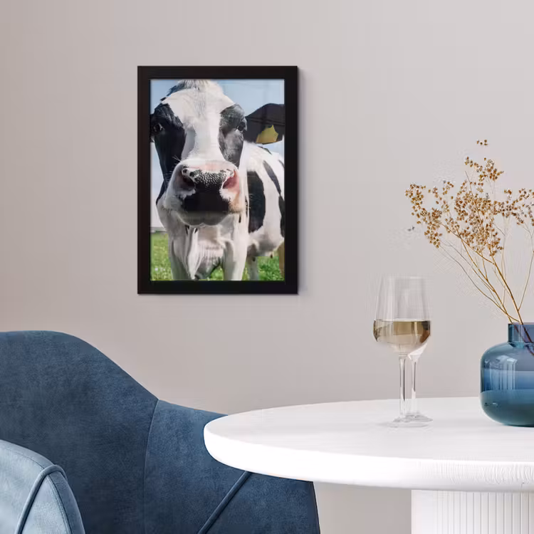 Koe - Weiland - Natuur - Dieren - Gras fotolijst zwart zonder passe partout klein -sfeer4