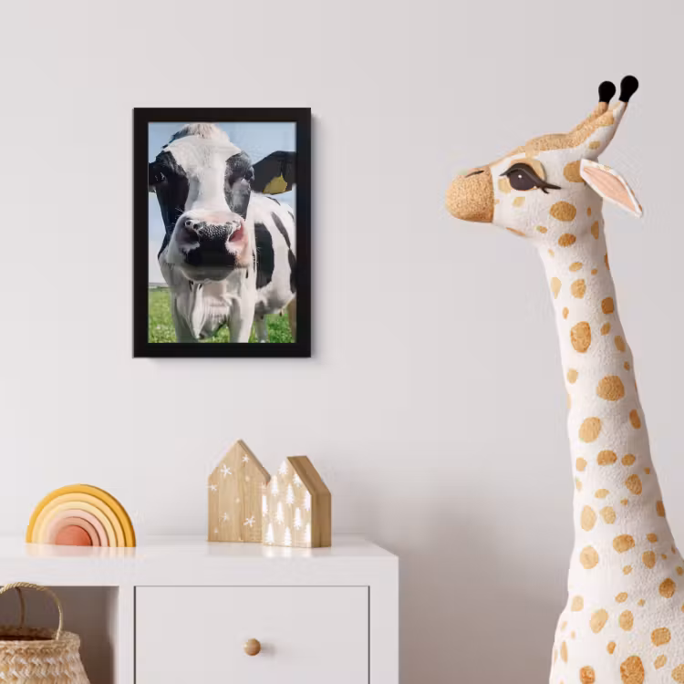 Koe - Weiland - Natuur - Dieren - Gras fotolijst zwart zonder passe partout klein -usfeer4_kinderkamer